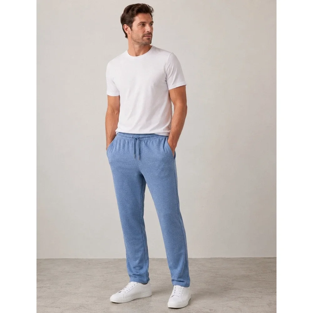 Mack Weldon Sunday Lounge Pants Mens Medium Heather Blue Joggers Drawstring